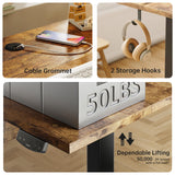 Agilestic Standing Desk with 2 Drawers, Adjustable Height Electric Desk with Storage, 48 x 24 Inches Sit Stand Up Computer Table for Work Office Home, Rustic Brown Agilestic