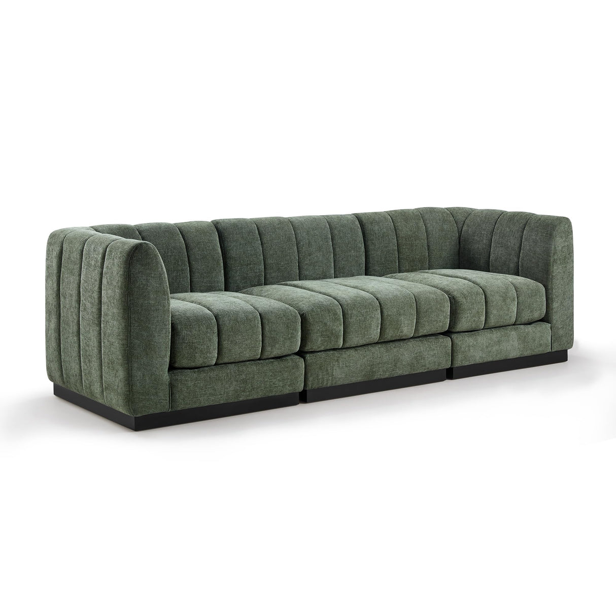 Morden Fort 96'' Luxury Modern Sofa, 3 Seater Modular Sectional Couch, Deep Seat Sofas, Minimalist Style Comfy Couches for Living Room Apartment, DIY Combination, Chenille, Green Morden Fort