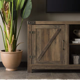 Walker Edison Georgetown Modern Farmhouse Double Barn Door TV Stand for TVs up to 65 Inches, 58 Inch, Rustic Oak Walker Edison