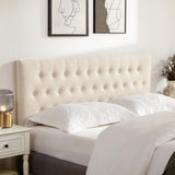 Huatean Home Tufted Upholstered Headboard Twin Size, Solid Wood Head Board with Durable Metal Legs, Adjustable Height Twin XL headboard from 37” to 51” Fabric Headboard in Modern Button Design, Beige Huatean Home