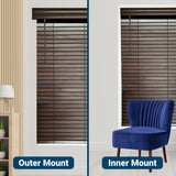 TailorView Customizable Wood Horizontal Cordless Window Blinds - 2 Inch Slats - Walnut (Medium-Dark Brown,) Outside or Inside Mount. TailorView