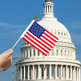 Small American Flags on Stick, 50 Pcs Fourth of July Decorations Outdoor 4''x6'' USA Flag, 4th of July Flags American Flag Small With Wooden Stick,Mini Flags for Outside Patriotic Decor for Yard Patio HOOSUN