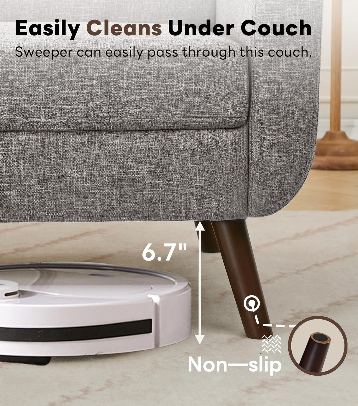 Tbfit 77.2" W Linen Sofa Couch, Mid Century Modern Decor Loveseat Couches for Living Room, Button Tufted Upholstered Small Couch for Bedroom, Solid, and Easy to Install Love Seats Furniture, Grey Tbfit