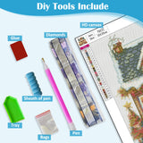 Christmas House Diamond Painting Kits for Adults, 5D Winter Diamond Art Kits for Adults Beginners, DIY Full Round Drill Diamond Dot Painting Gem Art Kits for Adult, Home Wall Decor 13.8x13.8 Inch LKHMVCA