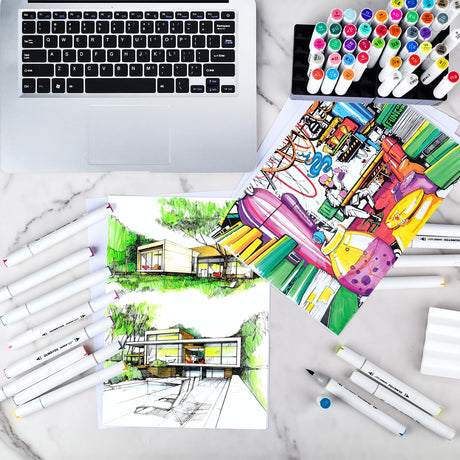 OLINGYOU alcohol markers brush tip, 60 Colors Brush & Chisel Permanent Alcohol Markers Set, Dual Tip Art Markers Set for Kids Adult Coloring OLINGYOU