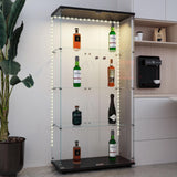 65.59" Tall Tempered Glass Display Cabinet with LED Lights&Rolling Wheels, Curio Cabinet with 4 Shelves with 2 Door, Quick-Install Style Floor Standing Bookshelf File Cabinet for Living Room Office Maxtude