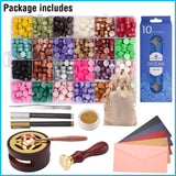 CHUHUAYUAN Wax Seal Stamp Kit - 24 Colors, 624 Pcs Stamp Beads, Sealing Wax Warmer, Metallic Pen & Envelope, Gift & Decoration Set CHUHUAYUAN