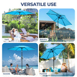 SUNVIVI OUTDOOR 7.5' Outdoor Patio Umbrella, Patio Umbrella, Market Umbrella, Luxury Aluminum Pole Umbrella with Push Button Tilt and Crank, 6 Ribs, Polyester Canopy, Blue SUNVIVI OUTDOOR