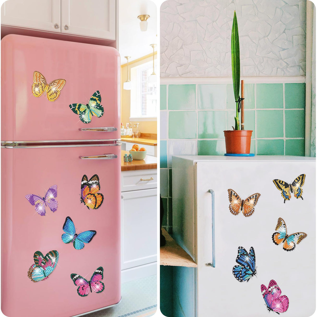 Vcekract 12 Pcs Diamond Painting Kits, Butterfly Diamond Art Refrigerator Magnets, Diamond Art Kits for Adults, Fridge Magnet Diamond Art Kits, DIY Crafts Kits for Adults Vcekract