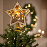 DEMDACO Gold Accented Wooden Star with Cutout Nativity Scene and Warm LED Shadow Box 10 x 8.5 Inches Christmas Tree Topper DEMDACO