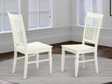 East West Furniture Weston Dining Room Slat Back Wood Seat Chairs, Set of 2, WEC-WHI-W East West Furniture