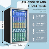 EUHOMY Beverage Refrigerator and Cooler, 126 Can Mini fridge with Glass Door, Small Refrigerator with Adjustable Shelves for Soda Beer or Wine, Perfect for Home/Bar/Office, Silver EUHOMY