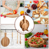 Hushee 3 Pcs Acacia Wood Cutting Board with Handle Round Wooden Chopping Board and Dish Rack Set Serving Platter Pizza Paddle and Plate Rack Stand Hushee