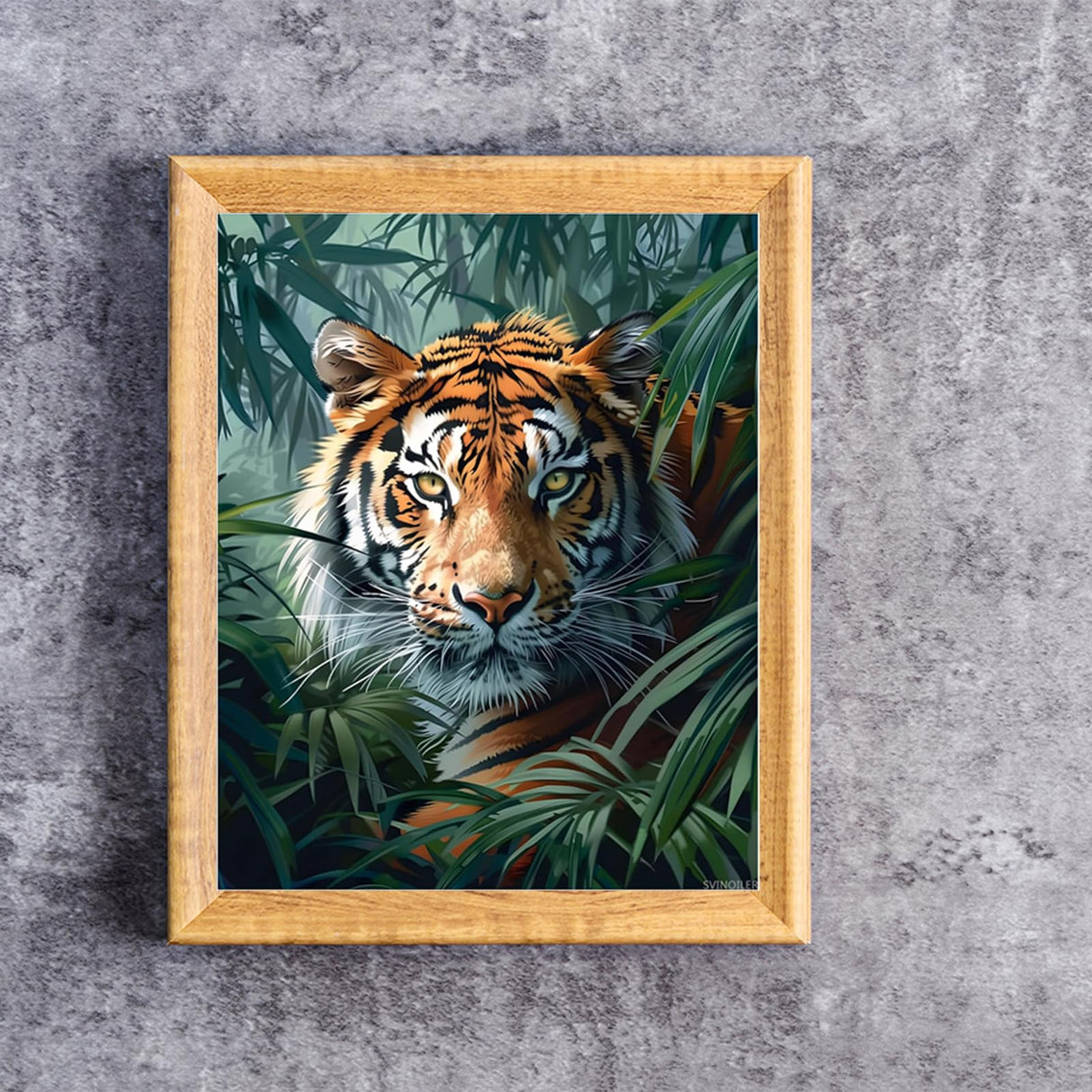 SVINOILER Paint by Numbers Tiger Jungle, Bamboo Forest Paint by Number for Adults, Wild Animal Easy Acrylic DIY Oil Painting Canvas Wall Art, Tigers Home Wall Decor, 16x20inch Without Frame SVINOILER