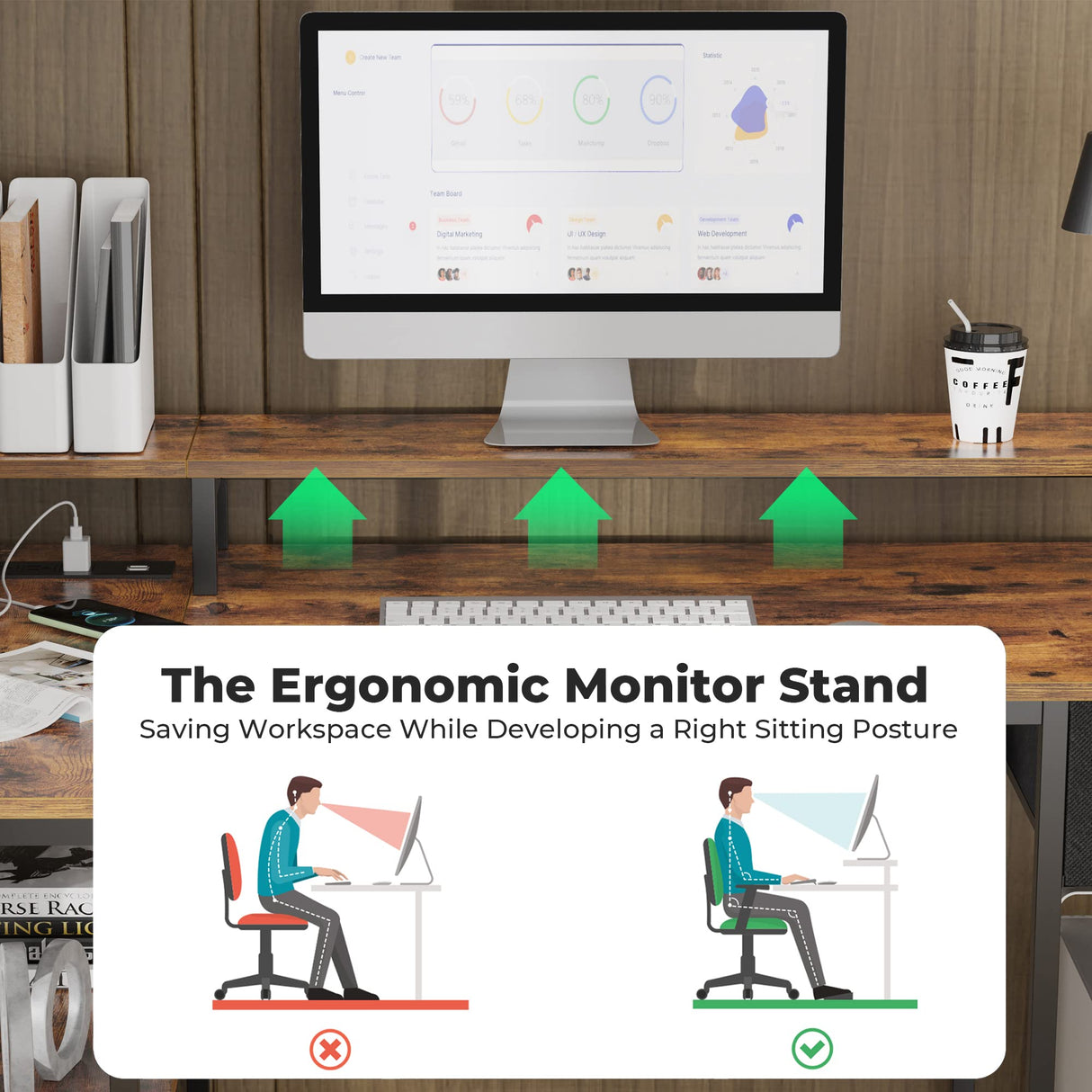 SUPERJARE L Shaped Gaming Desk with LED Lights & Power Outlets, Reversible Computer Desk with Shelves & Drawer, Corner Desk Home Office Desk, Rustic Brown, 7035ZC SUPERJARE