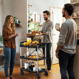 DWVO 350 LBS Foldable Utility Cart, Folding Utility Cart on Wheels, Folding Service Cart Collapsible Utility Cart with Wheels, Collapsible Rolling Cart with Locking for Garage Home Restaurant DWVO