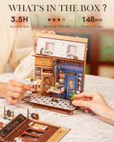 Rolife DIY Book Nook Kit for Adults European Arcade Street Scene, Miniature House Kits 3D Wooden Puzzle Booknook with LED Lighting, Home Decor Craft Creative Gift for Mom Dad Teens Rolife