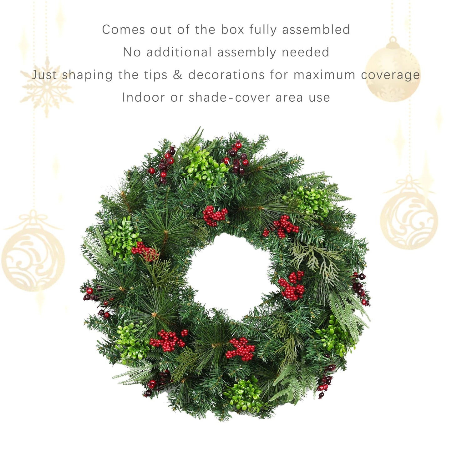 Jeco 32" Christmas Wreath with Berries, Multicolor, (CHD-F041)