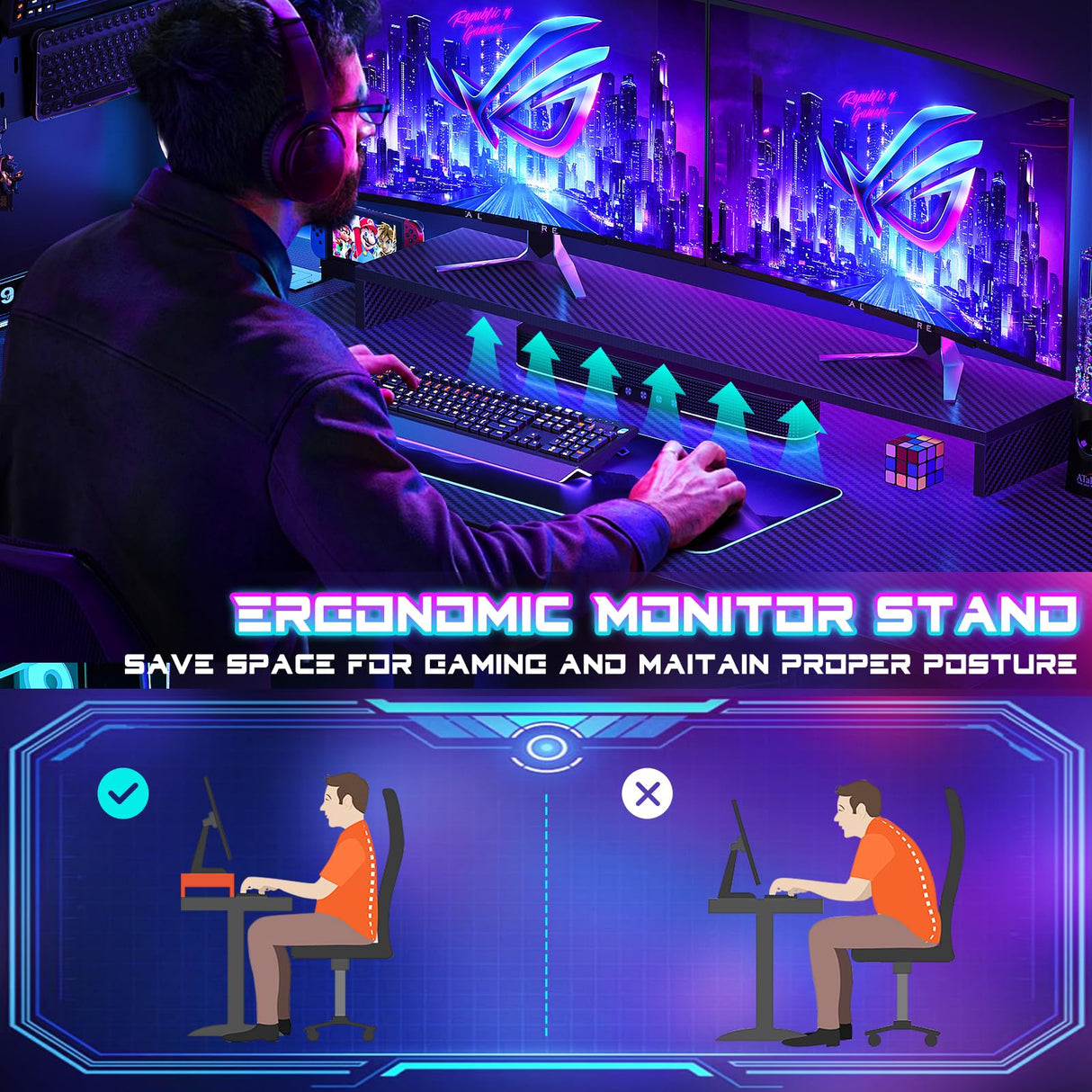 Homieasy Small Gaming Desk with Power Outlets Pegboard LED Light, 51 Inch L Shaped Computer Desk with Monitor Stand Storage Shelves, Reversible Corner Desk with Headset Hooks, Carbon Fiber Black Homieasy