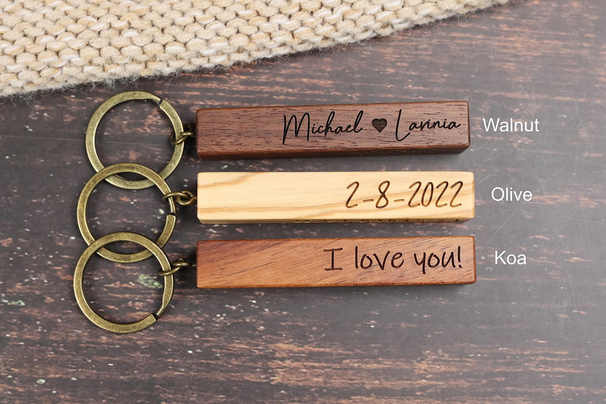 Custom Engraved Wooden Bar Keychain Personalized - WoodArtSupply