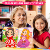 HBKJ Foil-Fun Art Gift for Girls - Magic Princess Gifts Foil Art Craft Stickers Book Supplies for Girls 4-5-6-7-8-9 Year Old Toddler Kids Activity Kit Travel Toys Christmas Birthday Gifts HBKJ