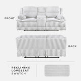 Lexicon Manual Double Reclining Loveseat with Center Console, Corduroy Manual Wall Hugger Recliner Couch, Pillow Top Arms, Cup Holders, Hidden Storage, Cozy Loveseat for Living Room, Gray Lexicon
