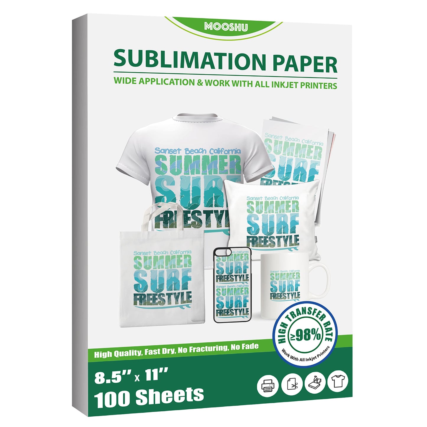 Sublimation Paper 8.5 x 11 Inch 100 Sheets for Any Inkjet Sublimation Printer with Sublimation Ink for Sublimation Blanks, Mug, Tumblers, T-shirt Light Fabric and DIY Gifts (8.5 x 11 inch)