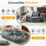 79" Convertible Sleeper Sofa Bed, Flodable Futon Chair Bed with Pillow & Blanket, Grey Boneless Sofa in Box, Lazy Floor Lounger Couches for Living Room, Compressed Couch in a Box, Velvet Fabric UKMTUET