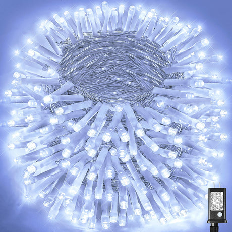 500 LED Christmas Lights Outdoor - 165FT Super Long Christmas String Lights 8 Modes Waterproof Plug in Fairy Lights with Timer Memory for Indoor Xmas Tree Holiday Party House Decorations, Cool White Vivideal