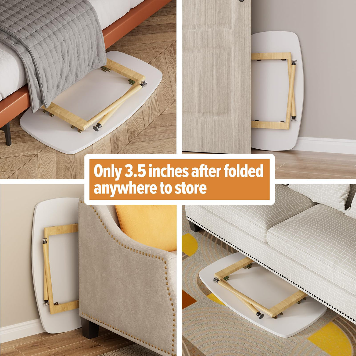 WOHOMO Folding Coffee Table White Small Coffee Tables for Living Room Portable Simple Modern Center Table for Small Spaces, No Assembly, 31.5 * 15.7 * 17.7IN, White Htp WOHOMO