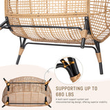RADIATA Double Egg Chair with Footrests, 2 Person Wicker Lounge Chair with Thickened Cushion and Legs, Outdoor Wide Loveseat for Patio Garden Porch Indoor 680 lbs Weight Capacity (Beige with ottomans) RADIATA