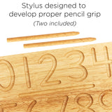 Montessori & Me Wood Number Tracing Board - Montessori Wooden Numbers and Shapes Complements Wooden Letter Tracing Board - Large Wooden Print Numbers for Toddler to Preschool Montessori & Me