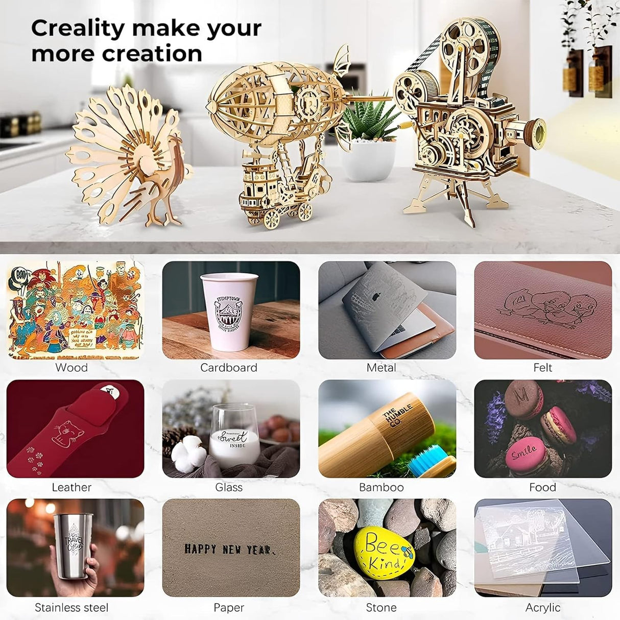 Creality Falcon 5W Laser Engraver, with Honeycomb Laser Bed 500x500mm, 10000mm/min, 72W High-Precision Laser Cutter for Wood, Acrylic, Pre-Installation and Out-of-The-Box Creality