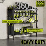 NattyDot Large Power Tool Organizer Cart with Charging Station 8 Drill Holder Garage Storage Standing Heavy Duty and Stability Storage Rack Utility Tool Shelf (Black) NattyDot