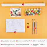 Hummingbird Paint by Numbers Kit for Adults Beginners, DIY Animals Acrylic Paint by Numbers Kits on Canvas, Blooming Flowers Oil Painting for Adults Home Wall Decor 16"x20"(Frameless) TUMOVO