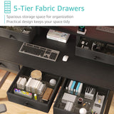 Lufeiya Computer Desk with Drawers for Home Office Bedroom, 40 inch Black Writing Study Desks with Fabric Drawers Storage, Gaming Desk Table with Power Outlet & Monitor Stand, Black Lufeiya