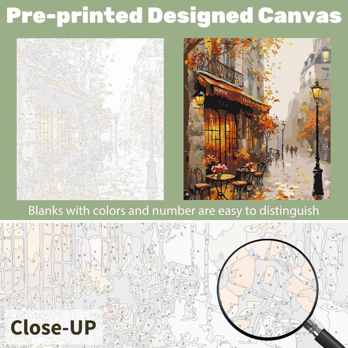 Ceiomez Paint by Number Kits for Adults, Street Paint by Number for Adults, Cafe Adult Paint by Number Kits on Canvas for Home Decor 16x20in Ceiomez