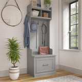 kathy ireland Home by Bush WDL007CG Woodland 69-Inch Coat Rack and Small Shoe Bench with Drawer and 2 Shelves, Cape Cod Gray Bush Business Furniture
