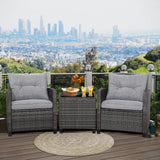 RELAX4LIFE Wicker Patio Furniture Sets - 3 Pieces Rattan Sofa Set, Outdoor Conversation Set with Tempered Glass Tabletop, Heavy-Duty Steel Frame, Wicker Chair Set for Poolside, Backyard, Grey RELAX4LIFE