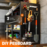 MAXLEAD Home Storage Shelves 5 Tier Garage Shelving Adjustable Garage Shelves 2100LBS Metal Shelving Unit with Metal Pegboard for Basement, Warehouse, Pantry, Kitchen. 60''H*11.8''D*27.5''W, Black MAXLEAD