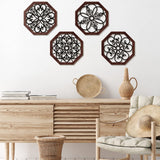 4 Pieces Thicken Rustic Wall Decor Modern Farmhouse Wall Art Decor Wooden Hollow Carved Design Rustic Wall Art for Living Room Bedroom Hallway Decor Office Kitchen Wall Decoration (Vivid Style) Yulejo