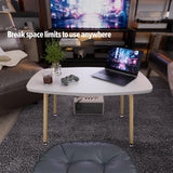 WOHOMO Folding Coffee Table White Small Coffee Tables for Living Room Portable Simple Modern Center Table for Small Spaces, No Assembly, 31.5 * 15.7 * 17.7IN, White Htp WOHOMO