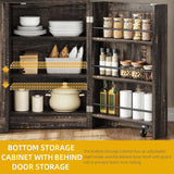 DWVO Kitchen Pantry Storage Cabinet with Tilt-Out Trash Can Fit 10 Gallon, Tall Farmhouse Kitchen Hutch Cabinets with Charging Station & Microwave Stand for Home Living Dining Room, Dark Rustic Oak DWVO