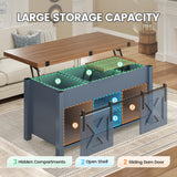 SEDETA Lift Top Coffee Table, 4 in 1 Multi-Function Convertible Coffee Tables with Storage and Hidden Compartment, Farmhouse Coffee Table Converts to Dining Table for Living Room, Blue SEDETA