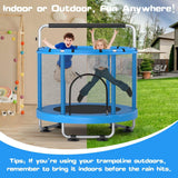 ZCMHAXJ 55" Trampoline for Kids with Enclosure, 440lbs Capacity Indoor & Outdoor Toddler Trampoline with Adjustable Gymnastics Bar & Toys, for Boys & Girls ZCMHAXJ