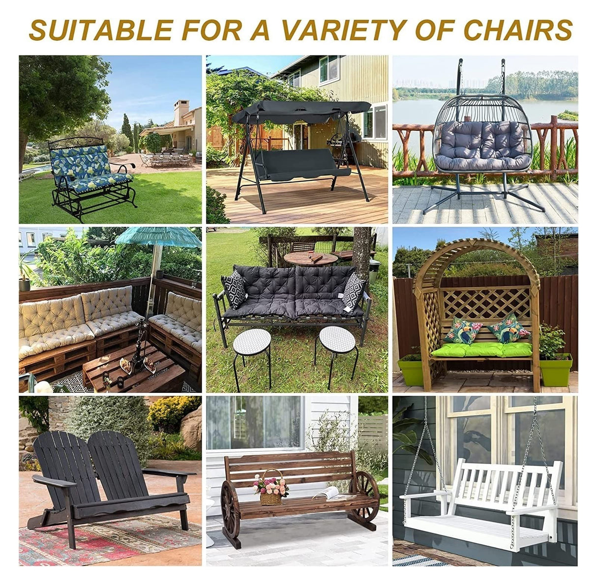 YXMKJOS Swing Cushion Replacement Outdoor Porch Swing Cushions Waterproof Swing Cushions 2-3 Seater Replacement Washable Swing Replacement Cushions, for Outdoor Patio Porch Swing Cushions YXMKJOS