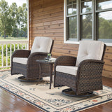 Belord Patio Wicker Chairs Swivel Rocker Outdoor Swivel Rocking Chairs Set of 2 with Rattan Side Table Patio Swivel Glider Chair 3 Piece Patio Furniture Sets for Porch Pool Brown/Beige, (A085-2) Belord