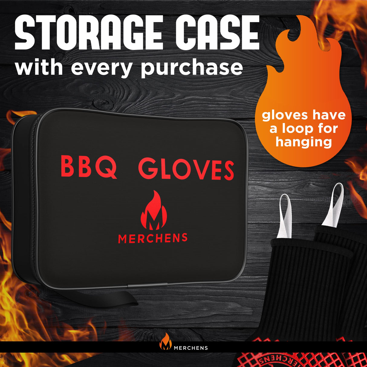 Pro-Series BBQ Gloves - Heat Resistant Grill, Grilling, and Oven Gloves for Culinary Experts - Extreme Fireproof Protection, Silicone Grip, Extra Long Mitts - Indoor & Outdoor - with Protective case M MERCHENS