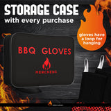 Pro-Series BBQ Gloves - Heat Resistant Grill, Grilling, and Oven Gloves for Culinary Experts - Extreme Fireproof Protection, Silicone Grip, Extra Long Mitts - Indoor & Outdoor - with Protective case M MERCHENS