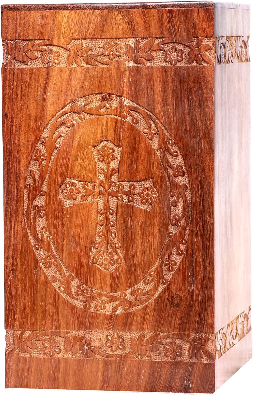 KHIZAR HANDICRAFT Handcrafted Urn Box For Human Ashes Wood Tree Urn Personalized Wooden Urn Handmade Unique Design Urn BY SUNRISE WOOD STORE (Medium (9x5.5 Inches)) KHIZAR HANDICRAFT